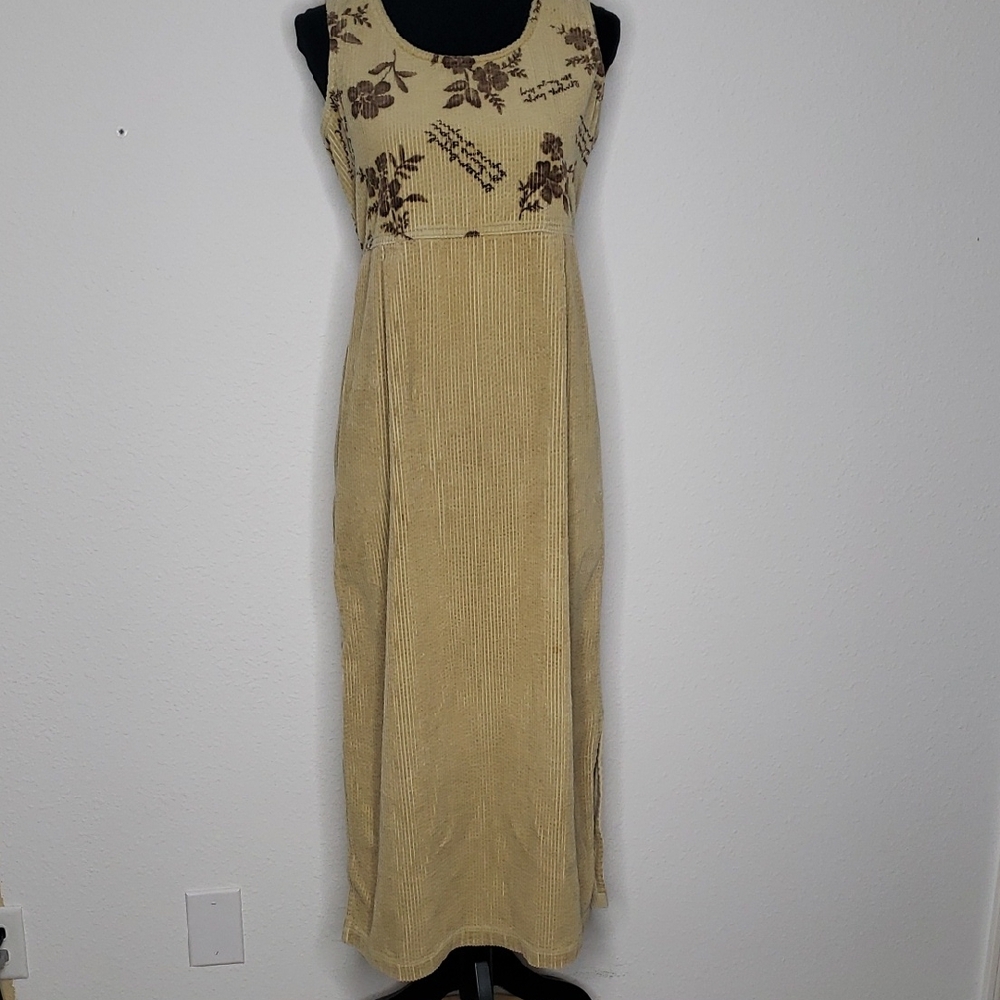 Vintage JG Hook 100% Cotton Corduroy Floral Maxi Dress Size 6 Cottagecore Praire